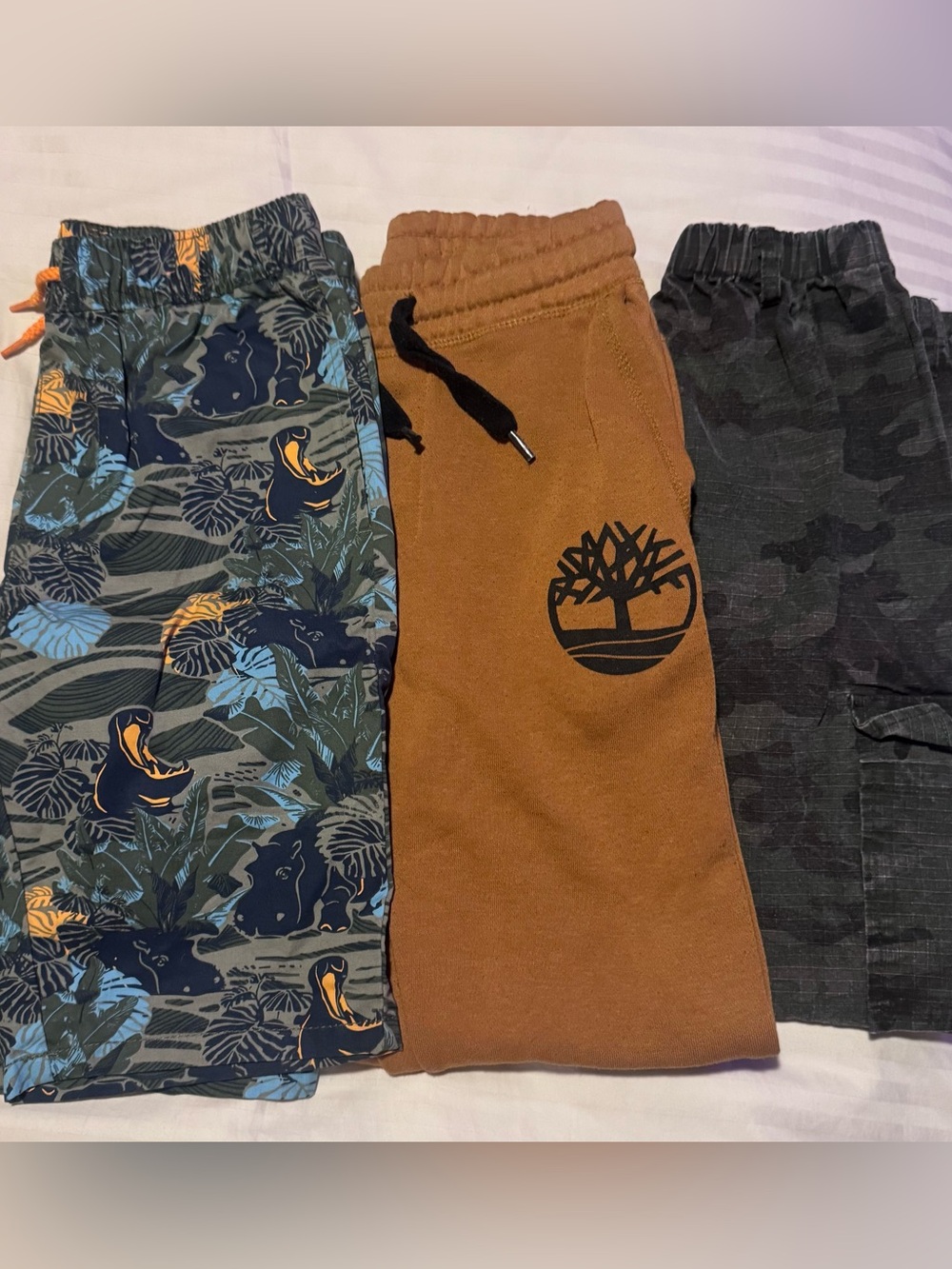 Boys Pants 3 Pairs Timberland Kids Brown Logo Joggers with Black Drawstring